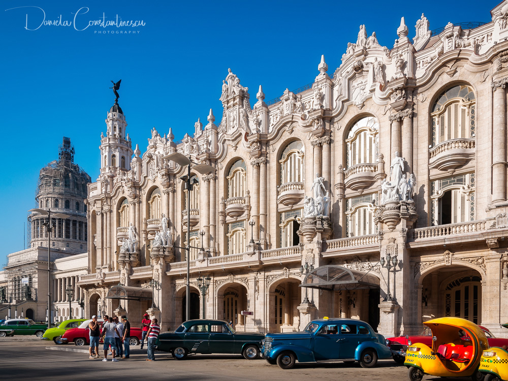 Beautiful vintage cars in front of Grand Teatro Old Havana